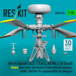 AH-64 Apache (A,D, E Early, AH Mk.I, DI Saraf) folded main rotor, late blades & fold restraint systems, MUMT, AN/APG-78 Longbow/ADSS for Meng kit (3D Printed) (1/35) - Image 2