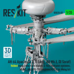 AH-64 Apache (A,D, E Early, AH Mk.I, DI Saraf) folded main rotor, late blades & fold restraint systems, MUMT, AN/APG-78 Longbow/ADSS for Meng kit (3D Printed) (1/35) - Image 3