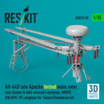 AH-64D late Apache folded main rotor, late blades & fold restraint systems, MUMT, AN/APG-78 Longbow for Takom/Snowman kit (3D Printed) (1/35)