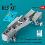 CF-18 Hornet wheel bays, landing gears with wheels set for Hasegawa kit (3D Printed) (1/48)