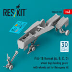 F/A-18 Hornet (A, B, C, D) wheel bays, landing gears with wheels set for Hasegawa kit (3D Printed) (1/48)