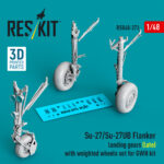 Su-27/Su-27UB Flanker landing gears (late) with weighted wheels set for GWH kit (3D Printed) (1/48)