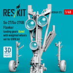 Su-27/Su-27UB Flanker landing gears (late) with weighted wheels set for GWH kit (3D Printed) (1/48) - Image 3