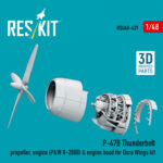 P-47B Thunderbolt propeller, engine (P&W R-2800) & engine hood for Dora Wings kit (3D Printed) (1/48) - Image 2