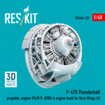 P-47B Thunderbolt propeller, engine (P&W R-2800) & engine hood for Dora Wings kit (3D Printed) (1/48) - Image 3