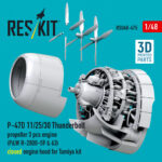 P-47D 11/25/30 Thunderbolt propeller (3 pcs), engine (P&W R-2800-59 & 63) closed engine hood for Tamiya kit (3D Printed) (1/48) - Image 3