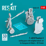 F-4B/N Phantom II landing gear with weighted wheels set for Hasegawa kit (Metal + 3D Printed) (1/48)