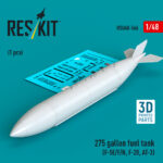 275 gallon fuel tank (F-5E/F/N, F-20, AT-3) (1 pcs) (3D Printed) (1/48)