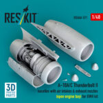 A-10A/C Thunderbolt II nacelles with air intakes & exhaust nozzles (open engine bay) for GWH kit (3D Printed) (1/48)