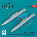 MiG-29 Fulcrum underwing PTB-1150 fuel tanks with wing pylons (2 pcs) (3D Printed) (1/48)