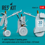 F-4B/N Phantom II landing gears with weighted wheels set for Tamiya kit (Metal + 3D Printed) (1/48) - Image 2