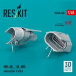 MH-60L, UH-60A exhaust for ICM kit (3D Printed) (1/48)