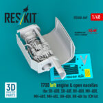 T700 left engine & open nacelles (for SH-60B, SH-60F, HH-60H, MH-60R, MH-60S, MH-60L, UH-60A, HH-60) for ICM kit (3D Printed) (1/48)