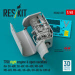 T700 right engine & open nacelles (for SH-60B, SH-60F, HH-60H, MH-60R, MH-60S, MH-60L, UH-60A, HH-60) for ICM kit (3D Printed) (1/48)