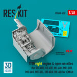 T700 right engine & open nacelles (for SH-60B, SH-60F, HH-60H, MH-60R, MH-60S, MH-60L, UH-60A, HH-60) for ICM kit (3D Printed) (1/48) - Image 2