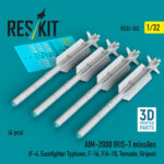 AIM-2000 IRIS-T missiles (4 pcs) (F-4, Eurofighter Typhoon, F-16, F/A-18, Tornado, Gripen) (3D Printed) (1/32)