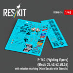 F-16C (Fighting Vipers) (Block 30,40,42,50,52) with mission marking (Main Decals with Stencils) (1/48)