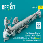 Red jerseys (4 pcs), AERO 21A (MHU-191A/M) with AIM-54C Phoenix for F-14B/D (scene 2) (US Navy Carrier Deck Crew) (3D Printed) (1/32) - Image 2