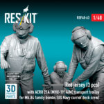 Red jerseys (3 pcs) with AERO 21A (MHU-191A/M) transport trolley for Mk.84 family bombs (US Navy carrier deck crew) (3D Printed) (1/48) - Image 3