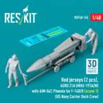 Red jerseys (2 pcs), AERO 21A (MHU-191A/M) with AIM-54C Phoenix for F-14B/D (scene 1) (US Navy Carrier Deck Crew) (3D Printed) (1/48)