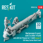 Red jerseys (4 pcs), AERO 21A (MHU-191A/M) with AIM-54C Phoenix for F-14B/D (scene 2) (US Navy Carrier Deck Crew) (3D Printed) (1/48) - Image 2