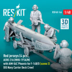 Red jerseys (4 pcs), AERO 21A (MHU-191A/M) with AIM-54C Phoenix for F-14B/D (scene 2) (US Navy Carrier Deck Crew) (3D Printed) (1/48) - Image 3