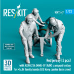 Red jerseys (3 pcs) with AERO 21A (MHU-191A/M) transport trolley for Mk.84 family bombs (US Navy carrier deck crew) (3D Printed) (1/72) - Image 2