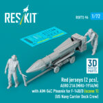 Red jerseys (2 pcs), AERO 21A (MHU-191A/M) with AIM-54C Phoenix for F-14B/D (scene 1) (US Navy Carrier Deck Crew) (3D Printed) (1/72)