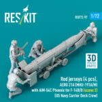 Red jerseys (4 pcs), AERO 21A (MHU-191A/M) with AIM-54C Phoenix for F-14B/D (scene 2) (US Navy Carrier Deck Crew) (3D Printed) (1/72) - Image 2