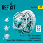 P-47D (11-30) Thunderbolt propellers (3 pcs), engine (P&W R-2800) & engine hood for Trumpeter kit (3D Printed) (1/32) - Image 3