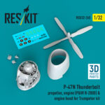 P-47N Thunderbolt propeller, engine (P&W R-2800) & engine hood for Trumpeter kit (3D Printed) (1/32)
