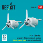 B-24 Liberator propellers (2 types), engines & cowlings (closed engine bays) (4 pcs) for HobbyBoss kit (3D Printed) (1/48) - Image 3
