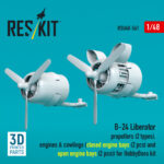 B-24 Liberator propellers (2 types), engines & cowlings (closed engine bays (2 pcs) and open engine bays 2 (pcs)) for HobbyBoss kit (3D Printed) (1/48) - Image 2