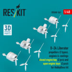 B-24 Liberator propellers (2 types), engines & cowlings (closed engine bays (2 pcs) and open engine bays 2 (pcs)) for HobbyBoss kit (3D Printed) (1/48) - Image 3