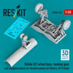 Rafale B/C wheel bays, landing gear with weighted wheels for Revell/Academy kit (3D Printed) (1/48)
