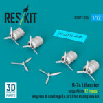 B-24 Liberator propellers (2 types), engines & cowlings (4 pcs) for Hasegawa kit (3D Printed) (1/72)