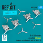 B-24 Liberator propellers (2 types), engines & cowlings (4 pcs) for Airfix kit (3D Printed) (1/72)