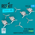 B-24 Liberator propellers (2 types), engines & cowlings (4 pcs) for Airfix kit (3D Printed) (1/72) - Image 2