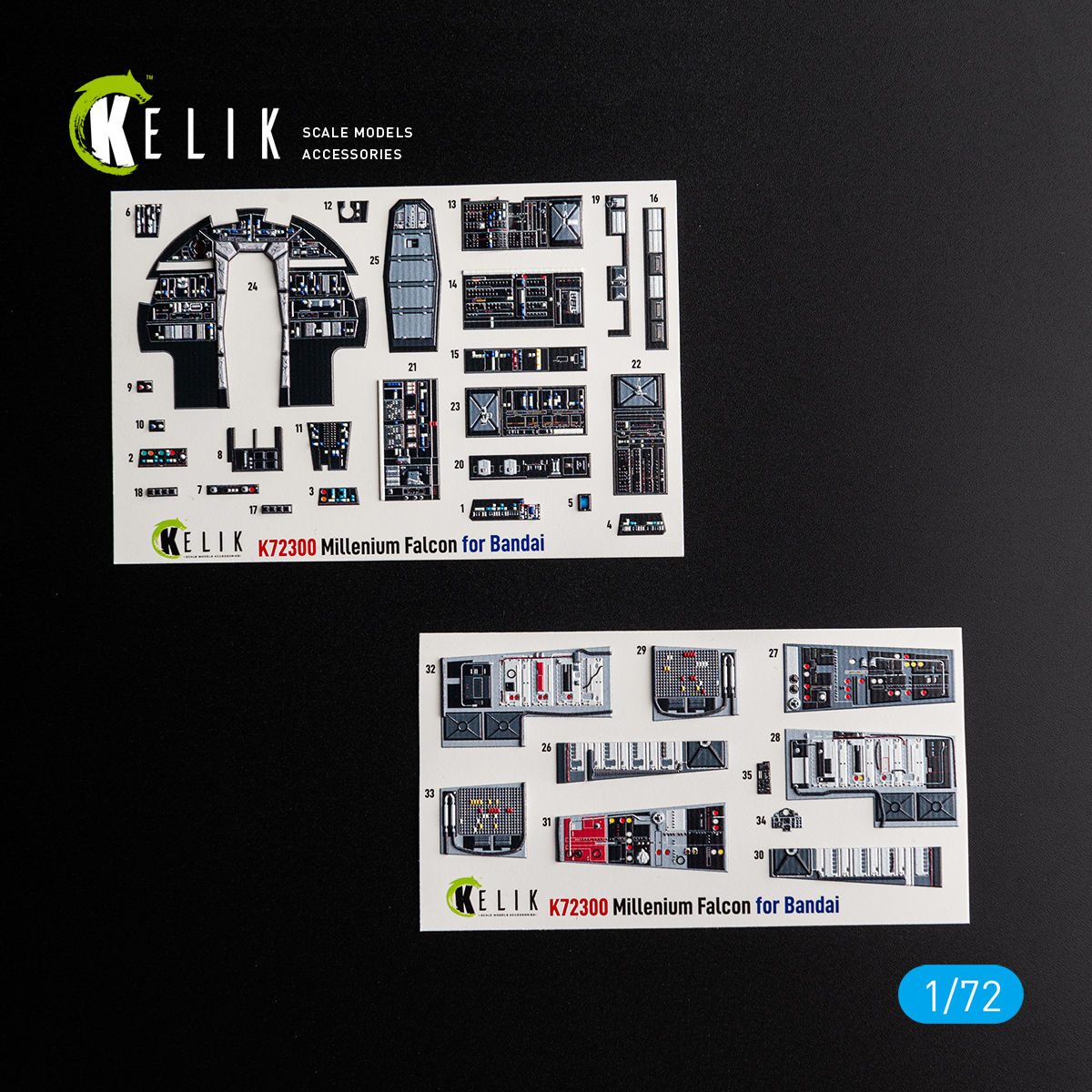 Millenium Falcon - interior 3D decals for BanDai kit (1/72) - BIG ...
