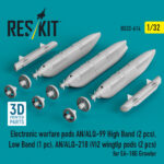 Electronic warfare pods AN/ALQ-99 High Band (2 pcs), Low Band, AN/ALQ-218 (V)2 wingtip pods (2 pcs) for EA-18G Growler (3D Printed) (1/32) - Image 2