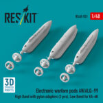Electronic warfare pods AN/ALQ-99 High Band with pylon adapters (2 pcs), Low Band for EA-6B (3D Printed) (1/48) - Image 2