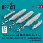 Electronic warfare pods AN/ALQ-99 High Band (2 pcs), Low Band, AN/ALQ-218 (V)2 wingtip pods (2 pcs) for EA-18G Growler (3D Printed) (1/48) - Image 2