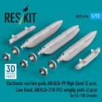Electronic warfare pods AN/ALQ-99 High Band (2 pcs), Low Band, AN/ALQ-218 (V)2 wingtip pods (2 pcs) for EA-18G Growler (3D Printed) (1/72) - Image 2