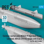 Electronic warfare pods AN/ALQ-99 High Band (2 pcs), Low Band, AN/ALQ-218 (V)2 wingtip pods (2 pcs) for EA-18G Growler (3D Printed) (1/72) - Image 3