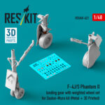 F-4J/S Phantom II landing gear with weighted wheel set for Zoukei-Mura kit (Metal + 3D Printed) (1/48)